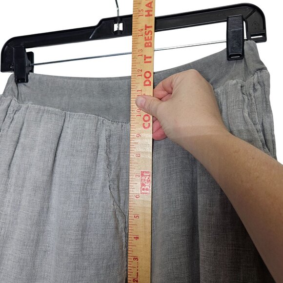 Tempo Paris Pull On Linen Womens Relaxed Fit Gray Pants Size S Lagenlook - Picture 9 of 11